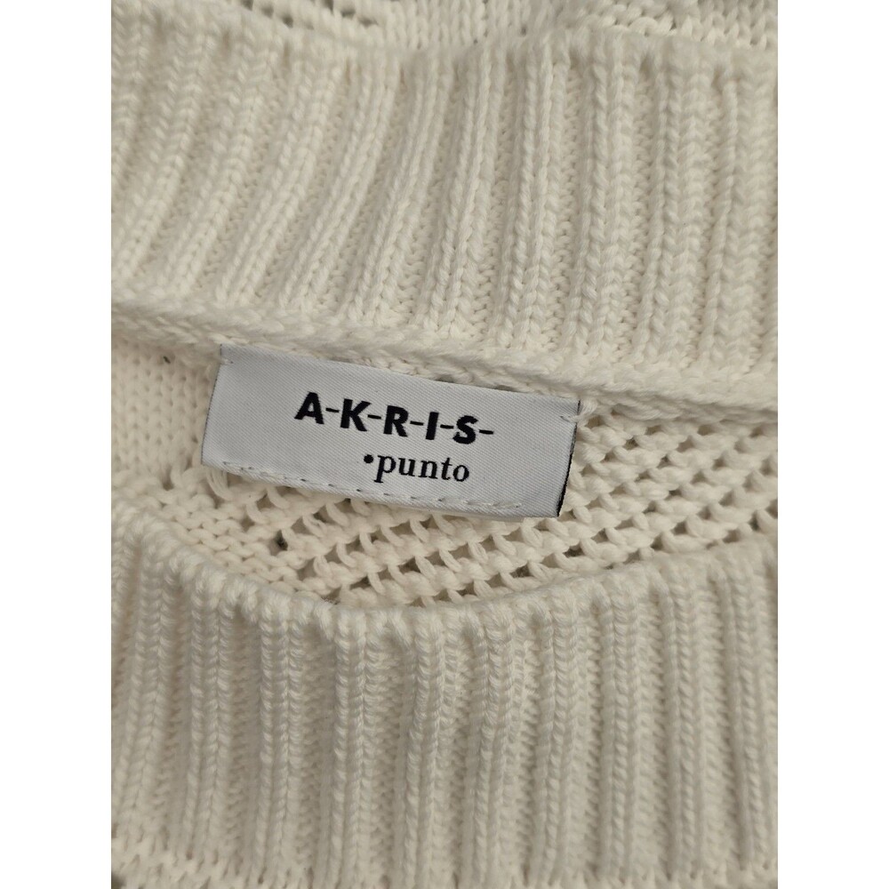 Akris Punto "Hello Sunshine" Cream Knit Short Sleeve Pullover Sweater Size 8 - Picture 5 of 10